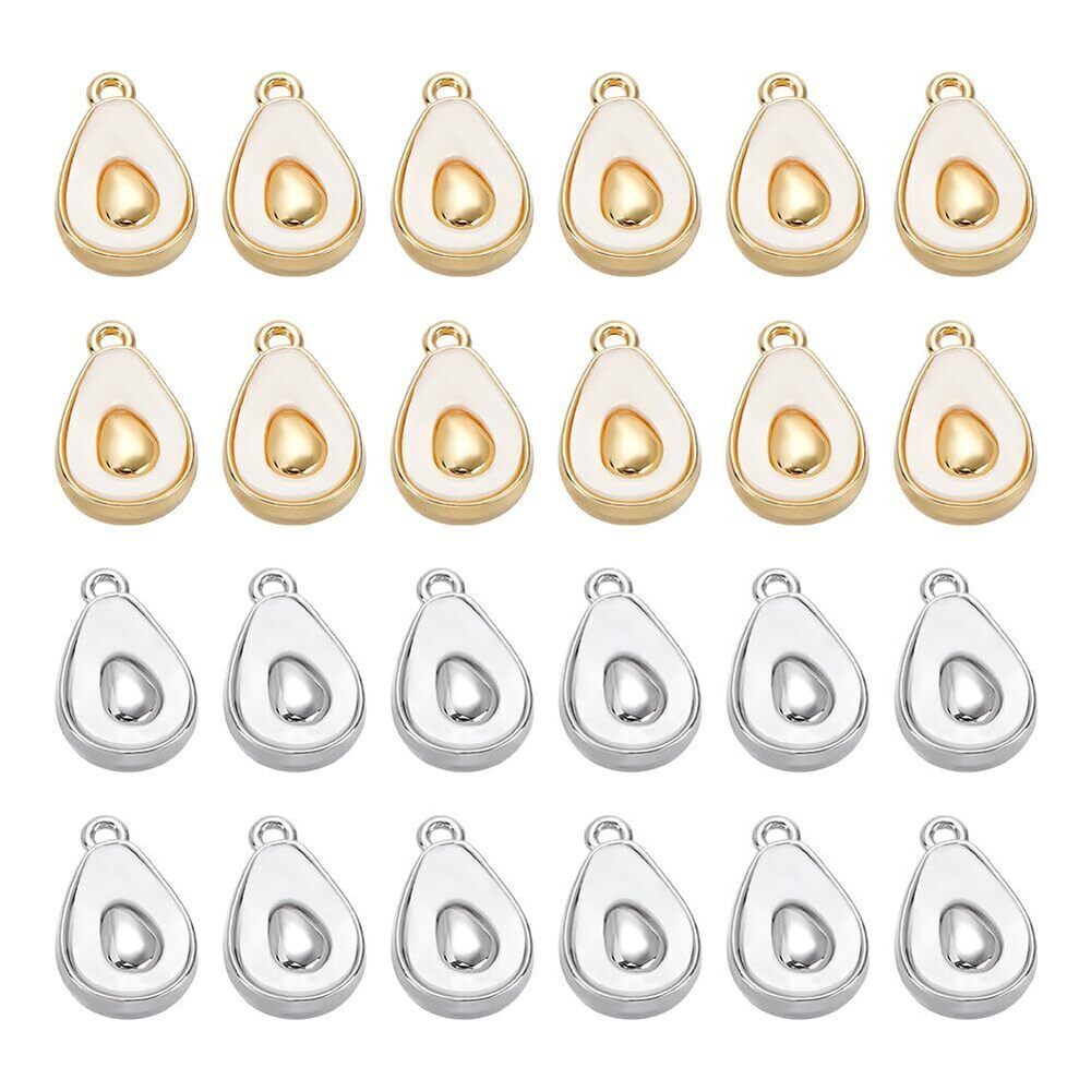 7080 24Pcs 2 Colors Fruit Charms Pendants, Cute Half Avocado Charms Dangle